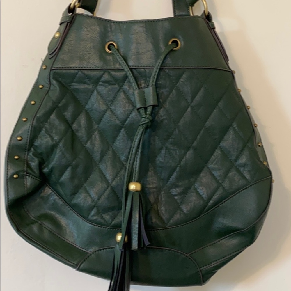 BUENO Shoulder bag in dark green trimmed in gold! - Picture 2 of 16